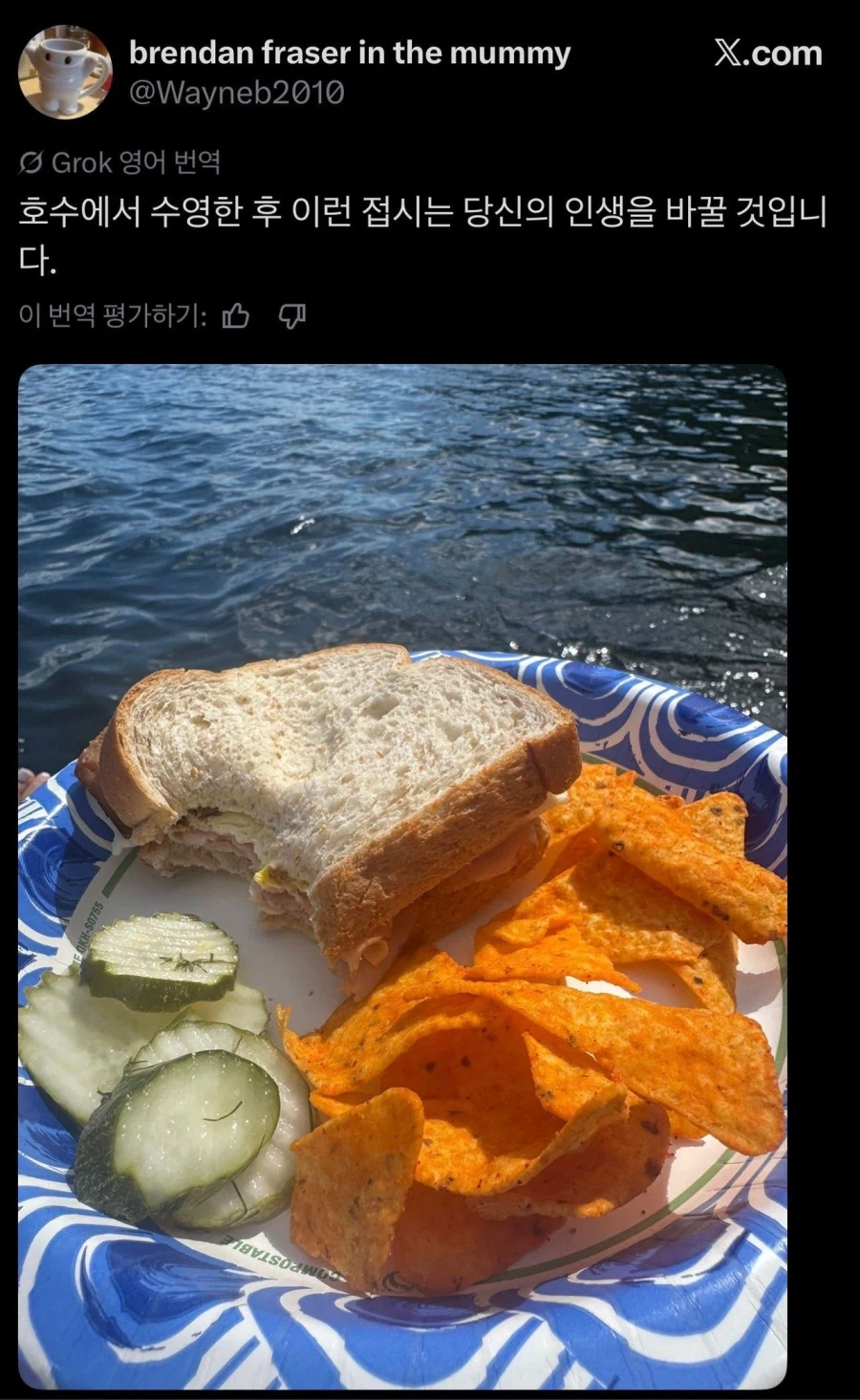 외국인들 물놀이하고 먹는 음식