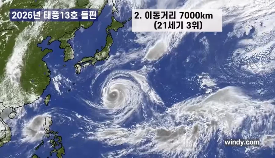 21세기 순위급 태풍이라는 13호 태풍 돌핀 2