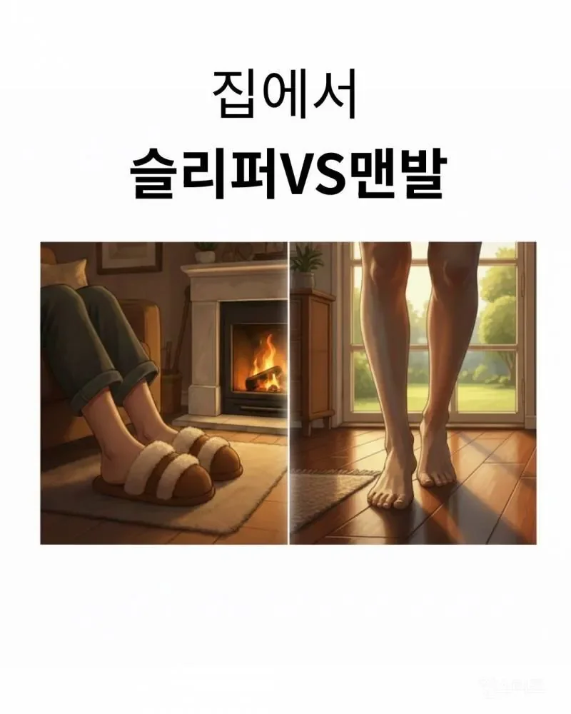 집에서 슬리퍼 VS 맨발